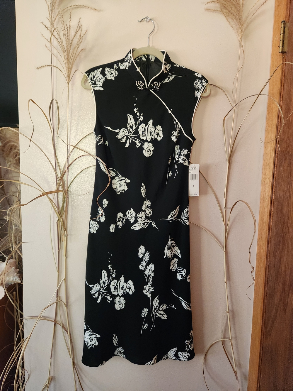 Floral Print Mandarin Collar Dress By Evan PICONE size 8